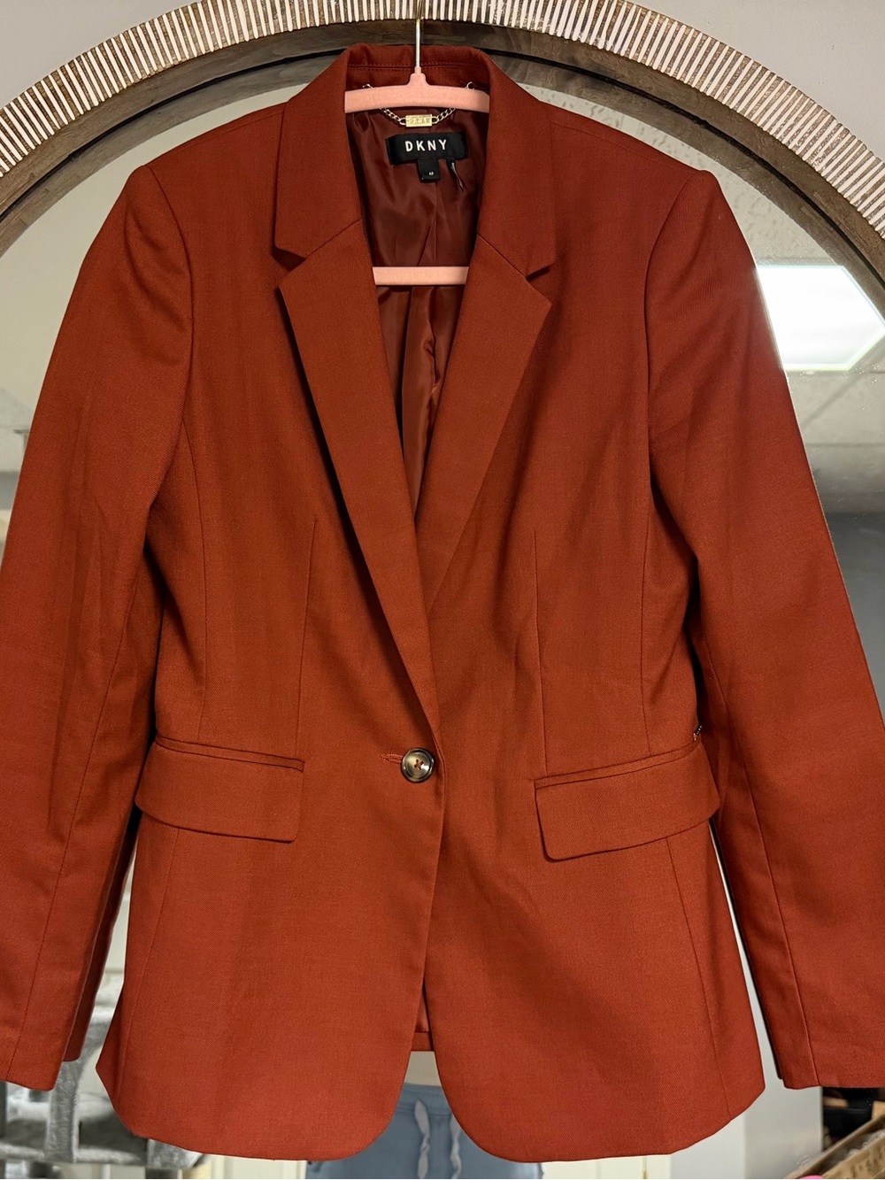 DKNY Women's Rust-Orange Single-Button Blazer